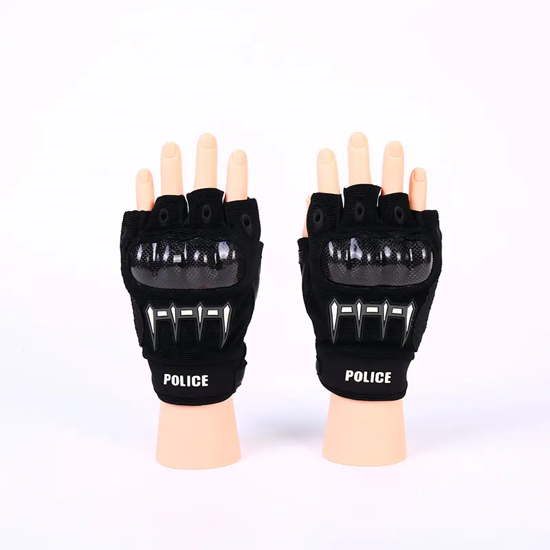 Guantes tácticos de fibra de carbono de medio dedo