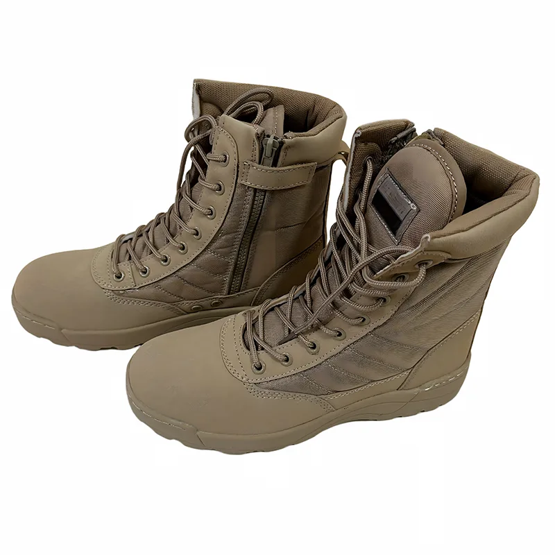 Botas tácticas con cremallera lateral color canela
